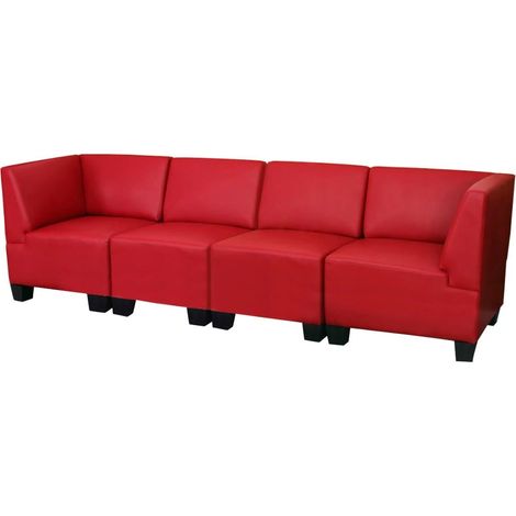 [NEUWERTIG] Modular 4-Sitzer Sofa Couch Moncalieri, hohe Armlehnen rot, hohe Armlehnen