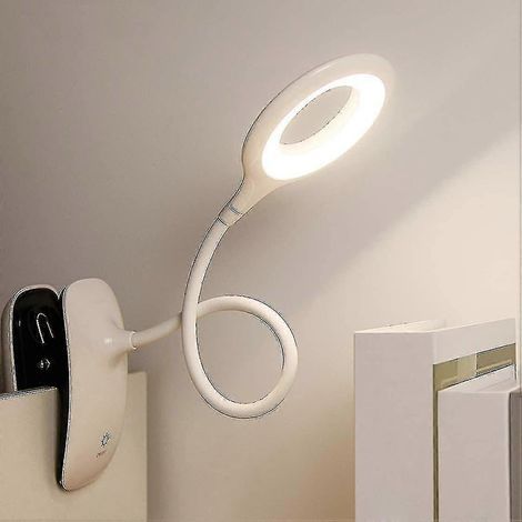 Lampe de lecture à pince pour tête de lit, rechargeable et à intensité variable (1/4)