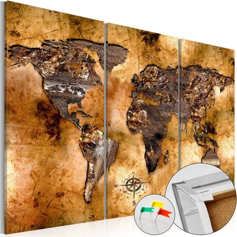 Tableau en Liège "Carte du Monde - Shade of Gold" 40 x 60 cm (1/2)