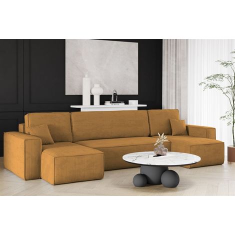 Wohnlandschaft Schlafsofa Sofa MARIS Stoff Poso Senf (1/2)