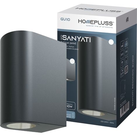 Aplique pared Serie Sanyati redondo 2 luces GU10 Máx. 10W IP54 Negro