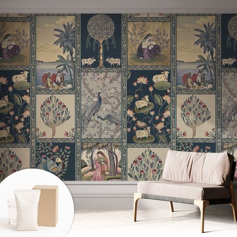 Papier peint intissé avec imprimé pour décoration intérieure pour rénovation a motif - Colle incluse gratuite Scène romantique 312x219 cm (1/5)