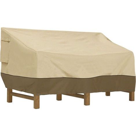 Housse de protection de banc, housse de banc de jardin en tissu Oxford imperméable, housse de banc d'extérieur, protection UV, housse de canapé coupe-vent – Blanc cassé 210D : 147 × 83 × 79 cm