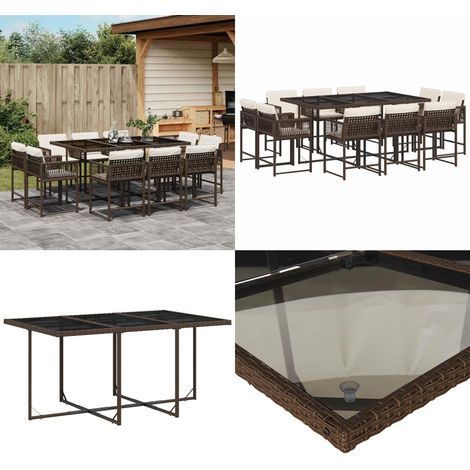 Ensemble à manger de jardin et coussins 11 pcs marron rotin - Meubles De Jardin - Salon De Jardin - Set De Table - Résine Tressée - Rotin Artificiel - Home & Living (1/5)