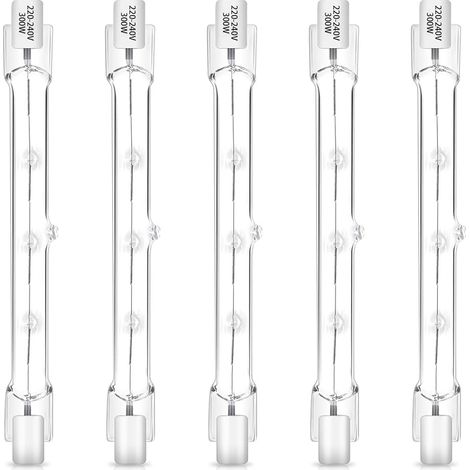 R7S Ampoule Halogène 118mm 300W, Dimmable, AC220-240V, 4500LM, Blanc Chaud 2700K, R7s Linéaire Ampoule Projecteur en Tungstène J118, pour Spot de Travail, Pafonniers, Eclairage Paysage, Lot de 5(5P) (1/5)