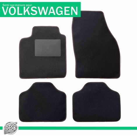 Tapis Voiture Semi Sur Mesure Volkswagen - Moquette Noire - Talonnette PE Renforcée - Lot De 4 Pièces - Fixation Antidérapante (1/5)