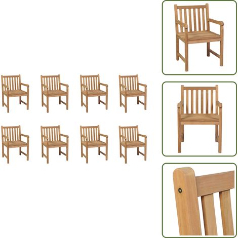 Gartenstühle 8 Stk. Massivholz Teak - Gartenstühle - Teak Holz - Outdoor Möbel - Esszimmer Stühle - Balkon Möbel (1/5)