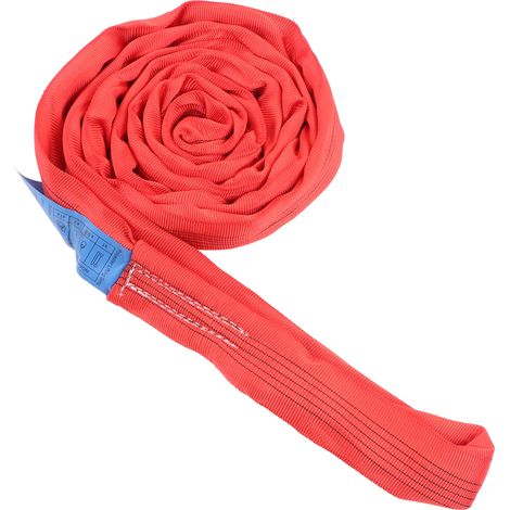 Sangle de levage renforcée en polyester 5T 2M, élingue souple à double boucle œillet, corde rouge pour grue et palan (1/5)
