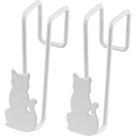 Crochet De Porte - Forme Chat - Métal - Pour Serviettes Vêtements Salle De Bain Chambre - 2 Pièces