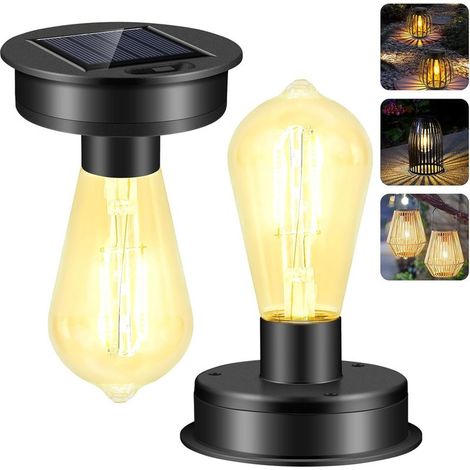 Bombilla solar para exteriores, 2 bombillas de repuesto para luz solar de jardín con LED brillante, cubierta de repuesto para farol solar colgante de jardín. (1/5)