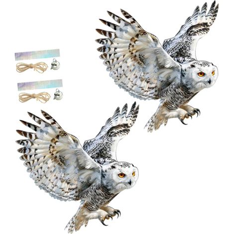Pendentifs hibou avec ruban réfléchissant et corde de jute, 2 ensembles clochettes (1/5)
