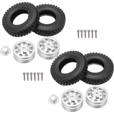 Jantes en alliage métallique pour essieu arrière, largeur 22mm, avec roues en caoutchouc pour remorque Tamiya 1/14 RC (1/5)
