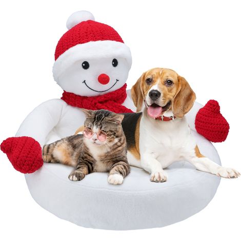 LEGGENDA per CANE GATTO Animale natalizio morbido CUSCINO ampio PUPAZZO DI NEVE