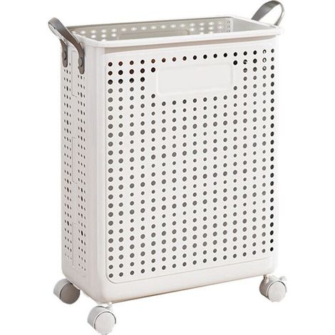 Cesto de ropa plegable para el hogar, cesta de lavandería para el baño con sistema de poleas 37,7 x 22 x 50 cm (1/4)