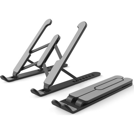 Irovami Support réglable pour ordinateur portable et tablette, support multi-angles, portable et pliable, pour ordinateurs portables de 10 à 16 pouces, design ajouré, noir. (1/5)