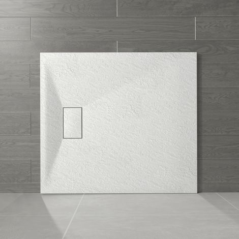 NRG 1000 x 900mm White SMC Rectangle Slate Effect Bathroom Shower Enclosure Tray (1/5)