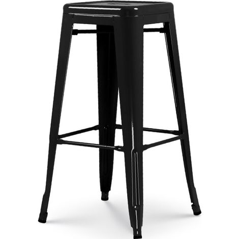 Barhocker aus glänzendem schwarzem Metall im Industriestil - Höhe 76 cm (1/3)