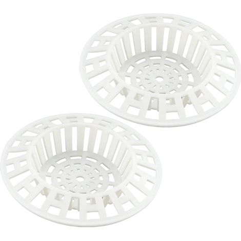 Lot de 2 tamis d'évier en plastique blanc avec trou pour bouchons de cheveux - Filtre d'évier - Filtre à cheveux - Filtre à cheveux - Filtre de débit - Filtre de vidange - Bouchon de cheveux pour (1/5)