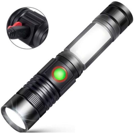 Lampe torche LED COB puissante et rechargeable par USB, 500 lumens, portable et zoomable, idéale pour voiture, garage, atelier, camping et bricolage. (1/3)