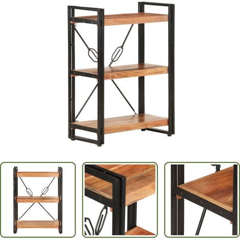 Bibliothèque industriel - Bibliothèque à 3 niveaux 60x30x80 cm Bois d'acacia massif (1/5)