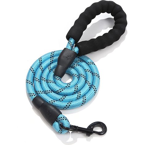 Laisse pour chien, 3 m, bleue, robuste, pour éducation. (1/5)