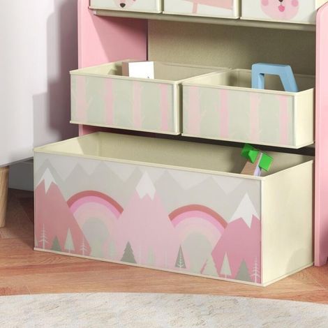 Avec 6 bacs en tissu et motif mignon, dimensions 63 x 30 x 66 cm - Rose