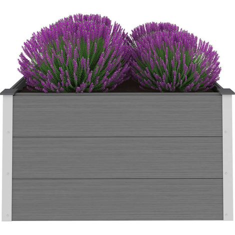 Jardinière, Pot de Fleurs d'extérieur, Lit surélevé de jardin WPC 100x100x54 cm Gris OIB1597E (1/5)