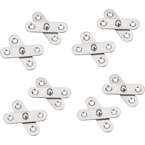 Juego de 8 bisagras giratorias de 360° para puertas, de acero inoxidable, 5,7 x 1,65 cm, color plata. (1/5)