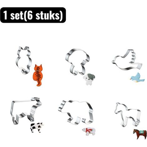 Lot de 6 emporte-pièces animaux en acier inoxydable – Moules créatifs DIY pour biscuits, gâteaux et pâtisserie (1/5)