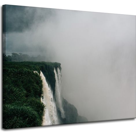 Leinwanddruck Natur – Berge und Wasserfall, 100 x 80 cm