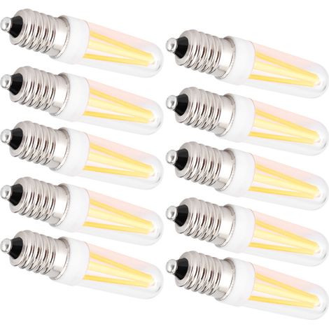 Lot de 10 ampoules 3W, culot E14, blanc chaud, pour lustre et plafonnier. (1/5)