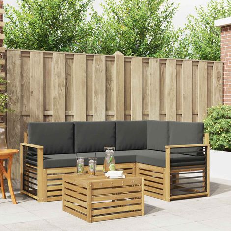 vidaXL Ensemble de canapés d'extérieur 5 pcs Blanc et anthracite (1/5)