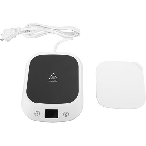 Bureau réchauffe-tasse PC tactile intelligent contrôle température tapis chauffant électrique avec coussin silicone pour thé lait boisson maison bureau blanc prise US 110V (1/5)
