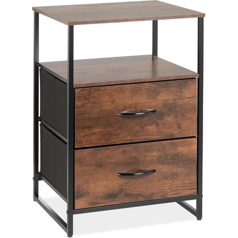 Comodino stile industriale 2 cassetti 40 x 40 x 50 cm pratico finitura opaca in metallo nero 130010860