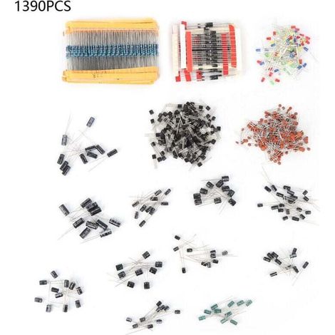 1390PCS Ensembles condensateur assortiment de composants électroniques résistance circuit imprimé kit electronique caisse rangement Composants electroniques partie électronique Plastique (1/4)