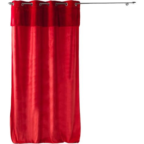 Douceur D'Intérieur – Rideau de porte à poils doux 140 x 240 cm – 100% polyester imitation fourrure – Finition 8 œillets en métal – Caresses rouge (1/4)