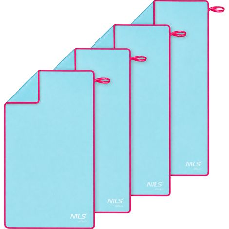 Asciugamano in microfibra 200x90 cm, blu-rosa, confezione da 4 (1/5)