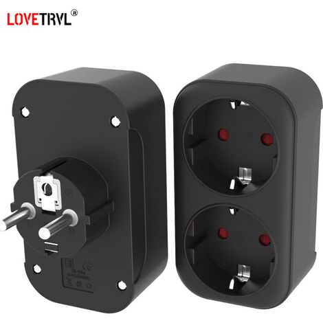 EU-Reiseadapter 16A 250V AC 1 auf 2-Wege-Stecker (französisch) BK (1/5)