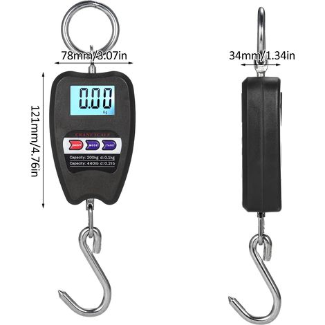 440lb Digital Hanging Scale with Accurate Sensors Handheld 200Kg Mini Crane Scale with Hooks for Farm Hunting Fishing Outdoor Farm Large Luggage (1/5)