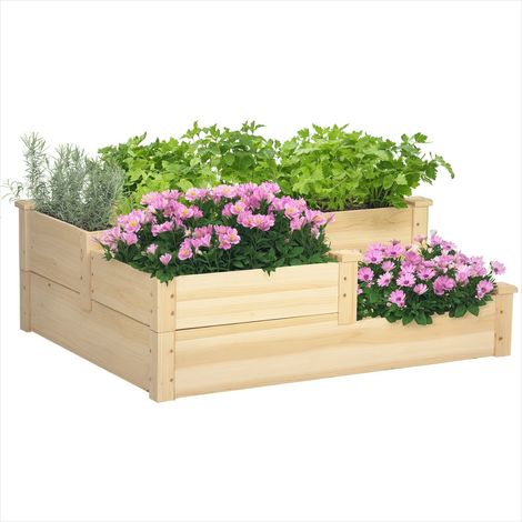 Porte-plantes en bois de sapin 3 niveaux sans fond 108 x 88 x 36 (1/5)