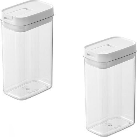 （2x 1800ml Boîte de conservation hermétique pour céréales, bocal hermétique pour ustensiles de cuisine, grande capacité, de qualité alimentaire, (1/5)