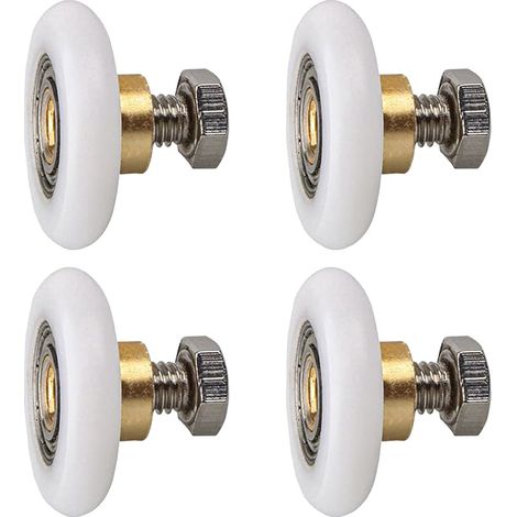 Qikuver Rouleau de porte de douche, Rouleau Roulette Roue pour Porte de Douche Roulettes Coulissantes Porte Roue de Remplacement pour Rouleau 4 pièces (20MM) (1/5)