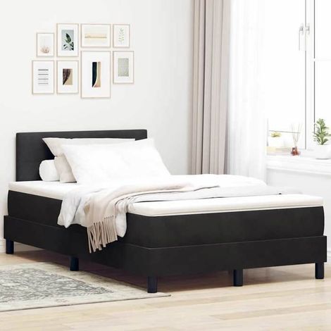 Lit à ressorts avec matelas - 3339166 - Velours noir - Tête de lit réglable - Matelas mousse 120x200 (1/5)