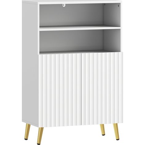 Mobile bagno con 2 ripiani aperti e porte soft-close in MDF bianco MODENUIT (1/5)