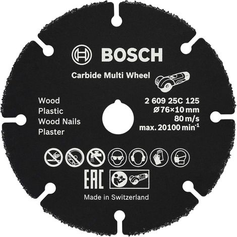 Mola da taglio Bosch Professional Carbide Multi Wheel (per legno, pareti a secco, tubi di rame, X-LOCK, Ø 76 mm, Ø foro 10 mm, accessorio per smerigliatrice angolare) (1/4)