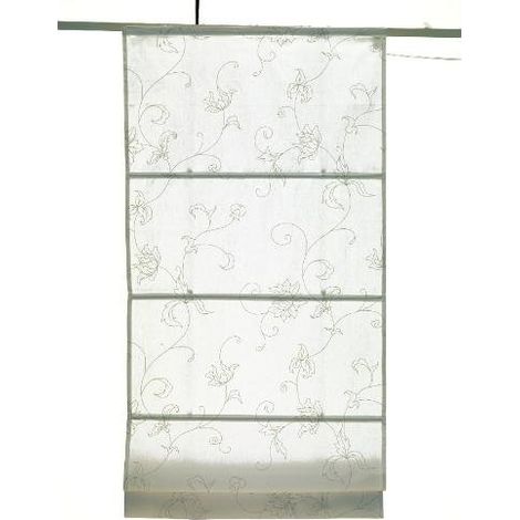 CONCEPT DECOR - TENDA A PACCHETTO CON BINARIO INCLUSO BIANCA CON FIORE GRIGIO 60X175 (1/2)