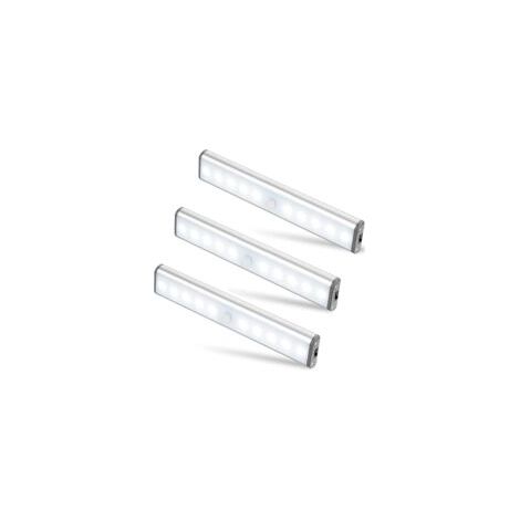 Lot de 3 Lampes 10 LED, Sans Fil, Rechargeable par USB, Aimanté, Détecteur de Mouvement, 2 Modes d’Éclairage, Portable. Lumière de Placard, Baladeuse de Secours, Veilleuse Enfant, Appoint … [Classe én (1/5)