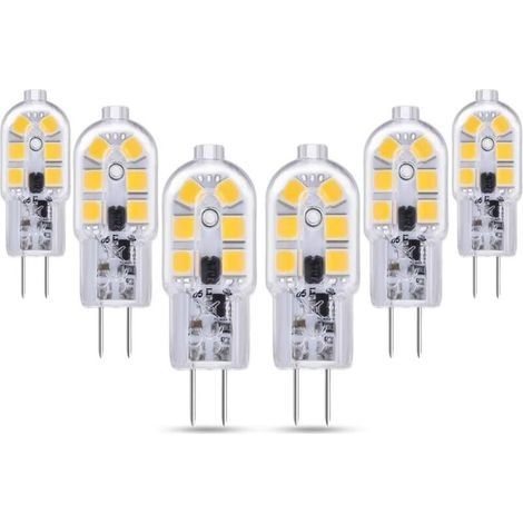 G4 LED 2W 12V AC/DC Blanc Froid 6000K pour Hotte Aspirante, 200lm, Équivalent Ampoule Halogène G4 10W 20W, non dimmable, Bi-pin LED G4 12V pour Lustre/Camping-car, lot de 6 (1/4)