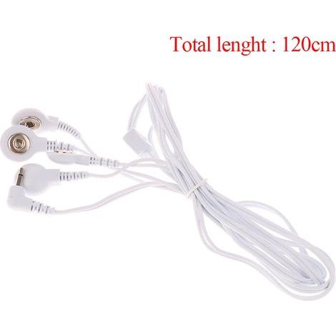 Câble d'électrostimulation blanc à 2/4 boutons pour électrodes de massage TENS (massage relaxant) 02739-AquaForge