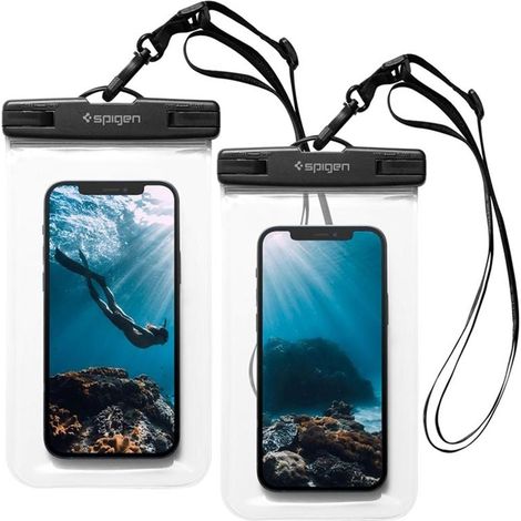 Custodia impermeabile universale spigen a601 confezione da 2 - trasparente